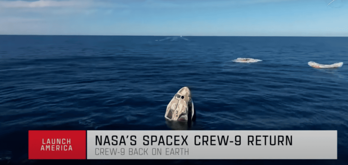 Crew-9 regresa a la Tierra tras nueve meses en la EEI completando un aterrizaje exitoso en el Atlántico