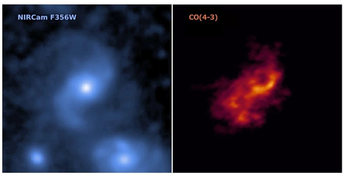 El radiotelescopio ALMA estudia el crecimiento de una galaxia espiral barrada en el universo primitivo