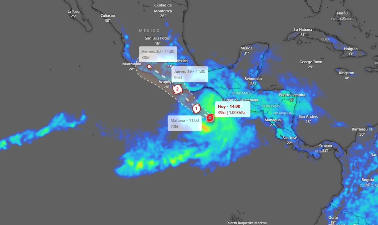 La tormenta tropical Erick avanza hacia el sur de México con riesgo de inundaciones y deslizamientos en varias regiones