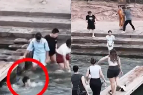 La turista española Marta Santana salva a un niño de morir ahogado en un río de China