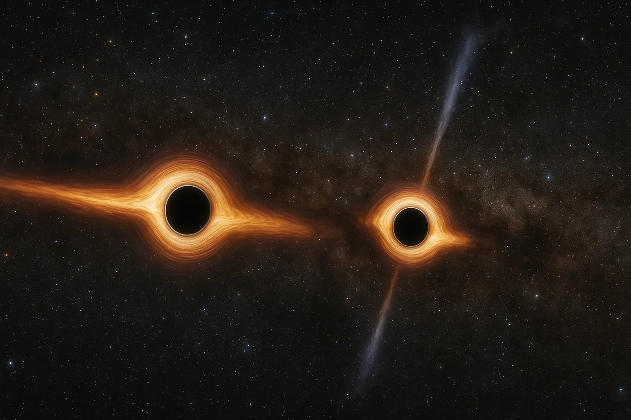 Capturan por primera vez una imagen de dos agujeros negros orbitando entre sí