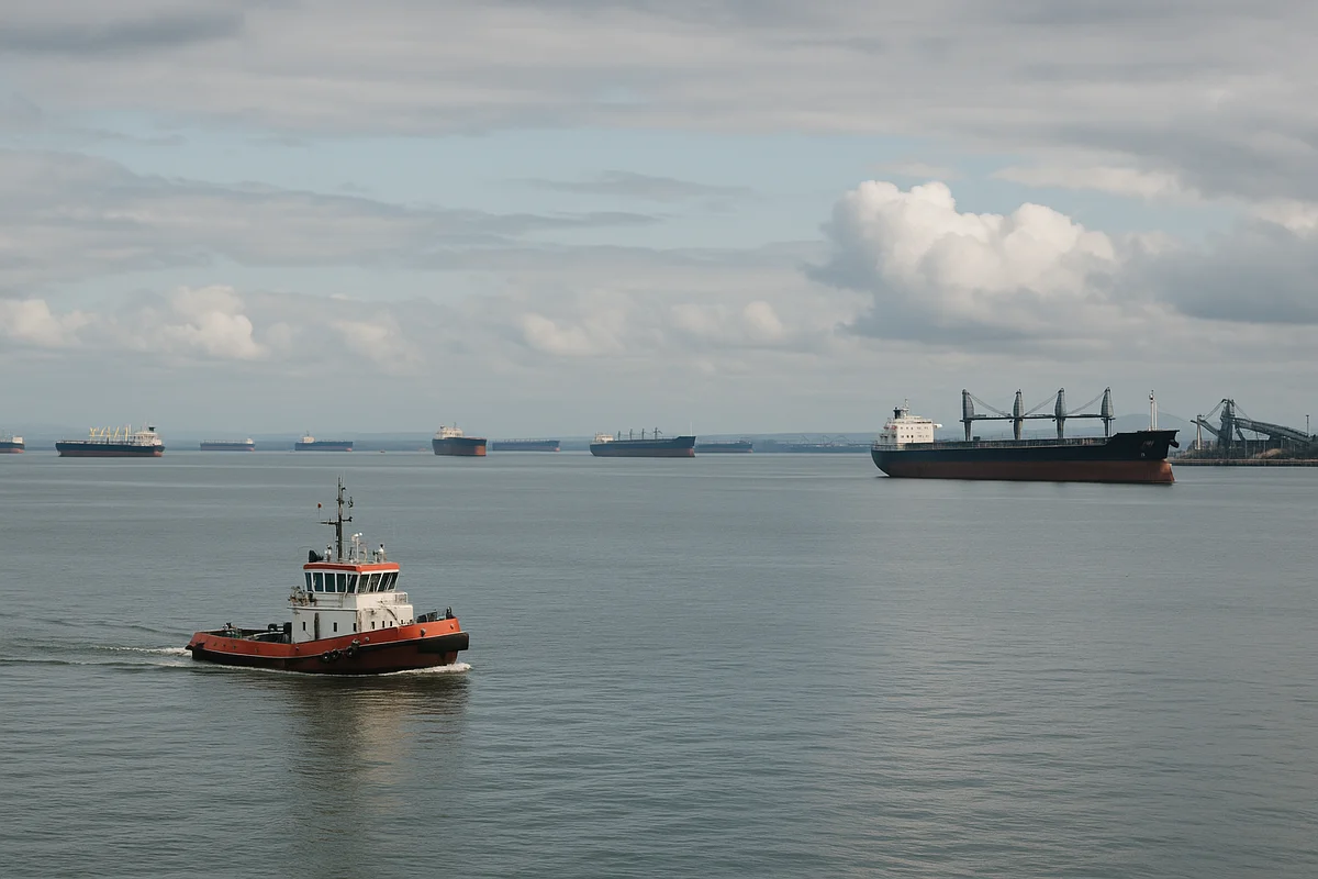 Remolcador navegando en el puerto de Newcastle